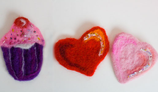 Heart and Cupcake Brooches